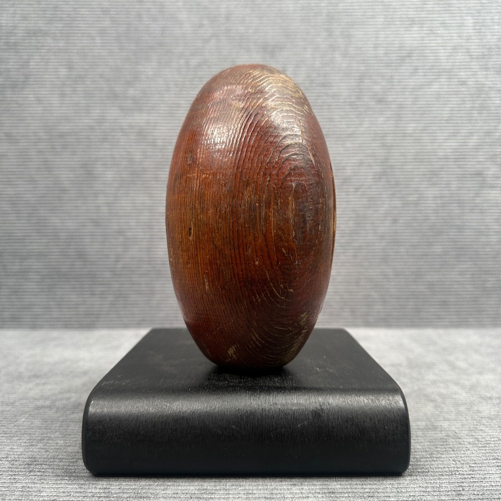 Vintage Hand‎ Carved Wood Egg Sculpture Brown Decorative Wooden Ovoid Art 4.5"